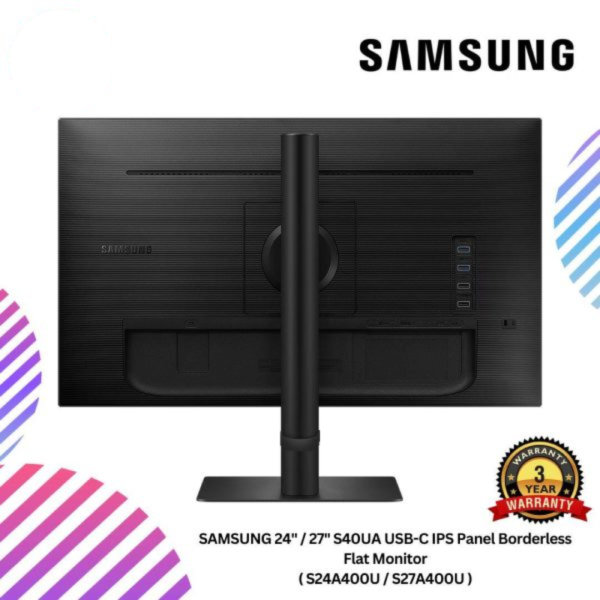 SAMSUNG 24" / 27" S40UA USB-C IPS Panel Borderless Flat Monitor ( S24A400U / S27A400U )