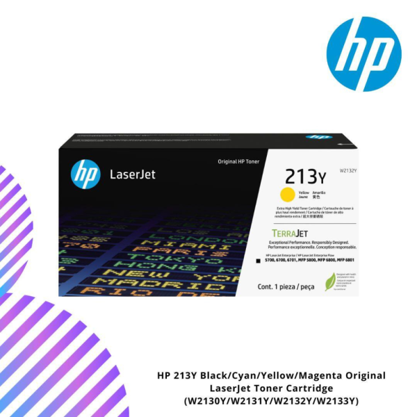 HP 213Y Black/Cyan/Yellow/Magenta Original LaserJet Toner Cartridge (W2130Y/W2131Y/W2132Y/W2133Y)