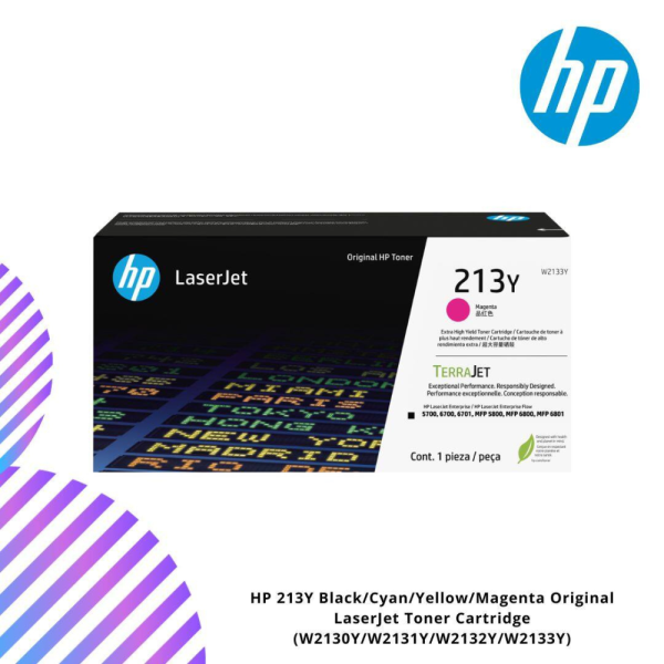 HP 213Y Black/Cyan/Yellow/Magenta Original LaserJet Toner Cartridge (W2130Y/W2131Y/W2132Y/W2133Y)