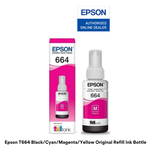 Epson T664 Black/Cyan/Magenta/Yellow Original Refill Ink Bottle (For L200/210/220/300/310/350/355/360/365/445/550/555/565/664) (Copy)