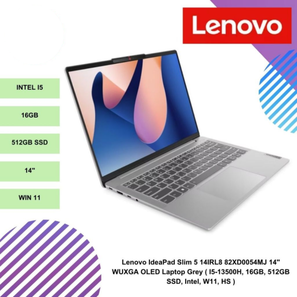 Lenovo IdeaPad Slim 5 14IRL8 82XD0054MJ 14" WUXGA OLED Laptop Grey ( I5-13500H, 16GB, 512GB SSD, Intel, W11, HS )