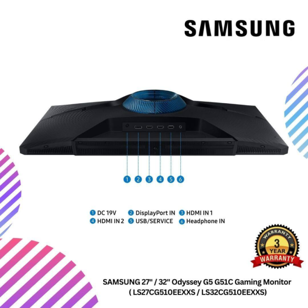 SAMSUNG 27" / 32" Odyssey G5 G51C Gaming Monitor  ( LS27CG510EEXXS / LS32CG510EEXXS)