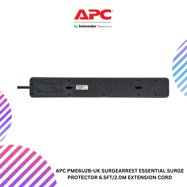 APC PME6U2B-UK SurgeArrest Essential Surge Protector 6.5ft/2.0m extension cord