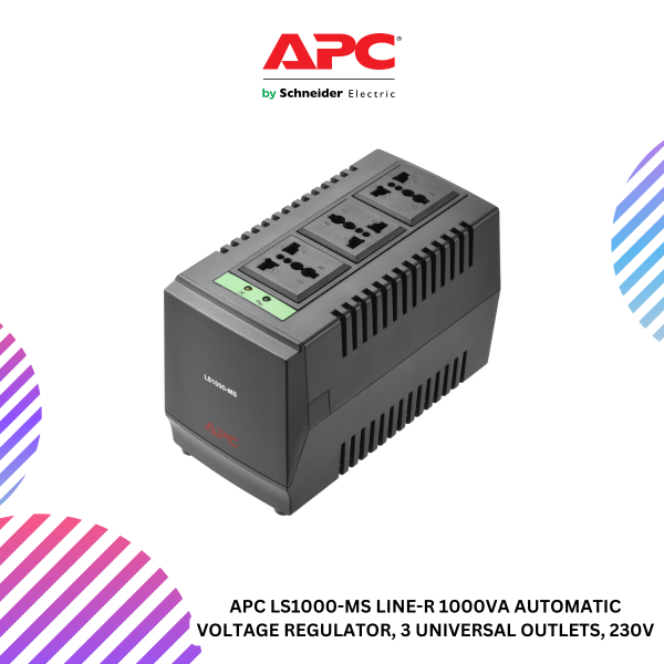 APC LS1000-MS Line-R 1000VA Automatic Voltage Regulator, 3 Universal Outlets, 230V
