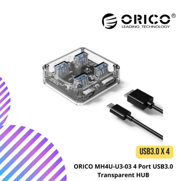 ORICO MH4U-U3-03 4 Port USB3.0 Transparent HUB