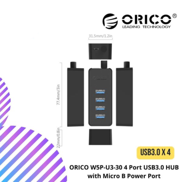 ORICO W5P-U3-30 4 Port USB3.0 HUB with Micro B Power Port