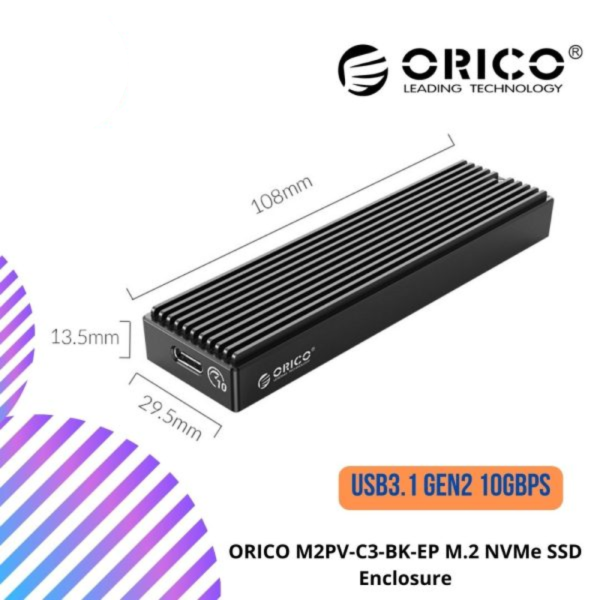 ORICO M2PV-C3-BK-EP M.2 NVMe SSD Enclosure