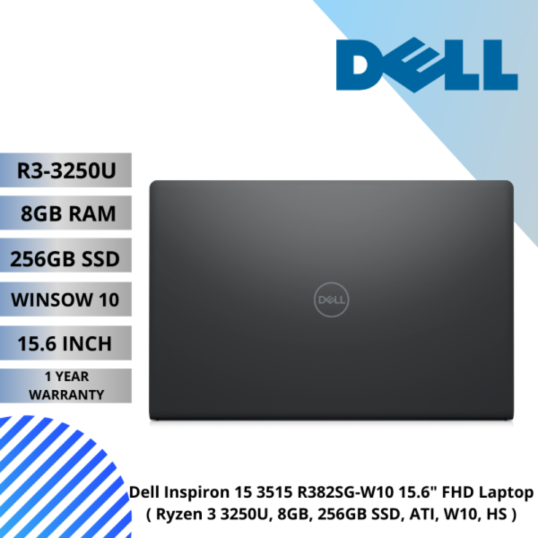 Dell Inspiron 15 3515 R382SG-W10 15.6" FHD Laptop ( Ryzen 3 3250U, 8GB, 256GB SSD, ATI, W10, HS )