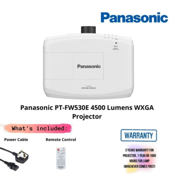 Panasonic PT-FW530E 4500 Lumens WXGA Durable Fixed LCD Projector