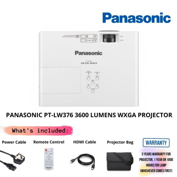 PANASONIC PT-LW376 3600 LUMENS WXGA PROJECTOR