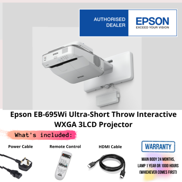 Epson EB-695Wi Ultra-Short Throw Interactive WXGA 3LCD Projector