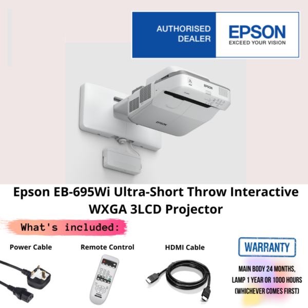Epson EB-695Wi Ultra-Short Throw Interactive WXGA 3LCD Projector