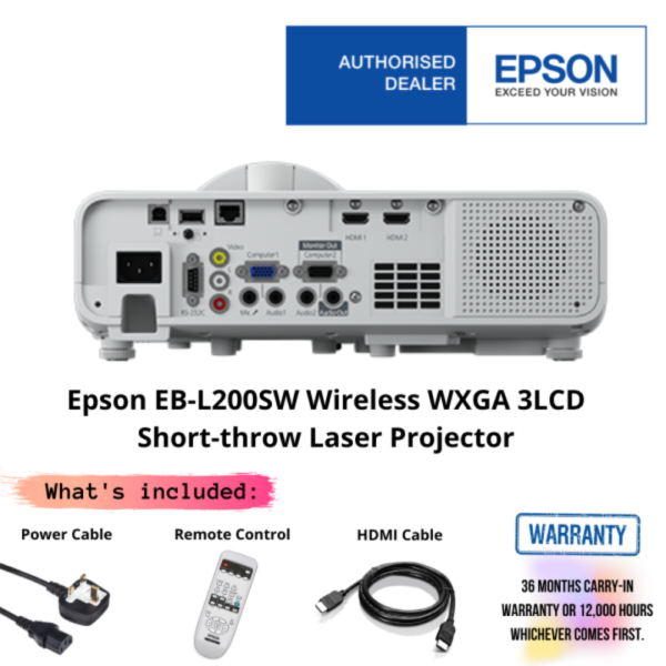 Epson EB-L200SW Wireless WXGA 3LCD Short-throw Laser Projector