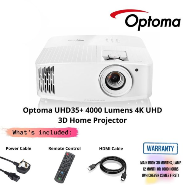 Optoma UHD35+ 4000 Lumens 4K UHD 3D Home Projector