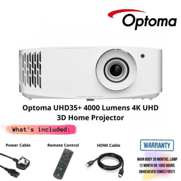 Optoma UHD35+ 4000 Lumens 4K UHD 3D Home Projector