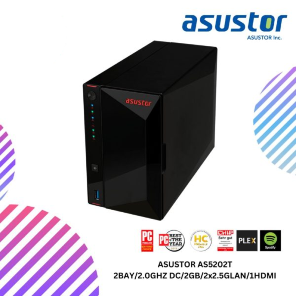 ASUSTOR NIMBUSTOR 2 (AS5202T) 2BAY/2.0GHZ DC/2GB/2x2.5GLAN/1HDMI