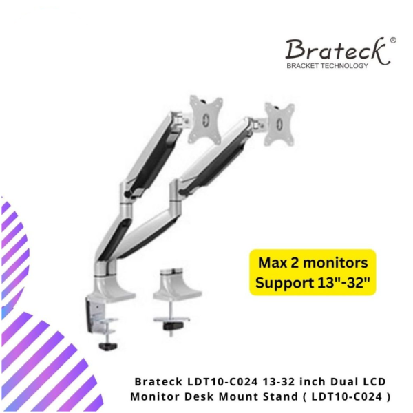 Brateck LDT10-C024 13-32 inch Dual LCD Monitor Desk Mount Stand ( LDT10-C024 ）