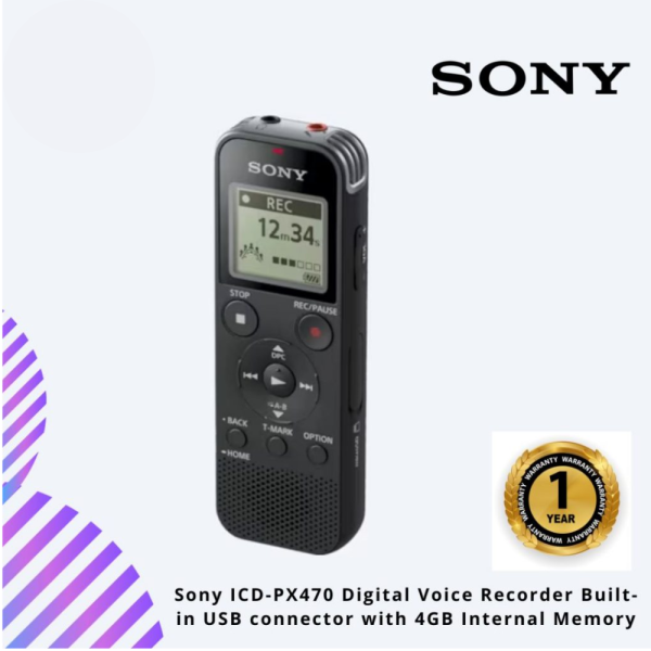 Sony ICD-PX470 Digital Voice Recorder Built-in USB connector with 4GB Internal Memory