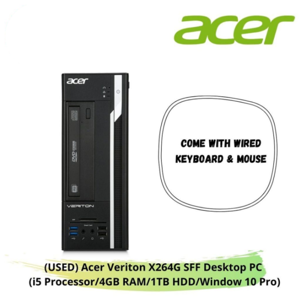 online-img-2024-12-18T095957.790.png (USED) Acer Veriton X264G SFF Desktop PC (i5 Processor/4GB RAM/1TB HDD/Window 10 Pro)
