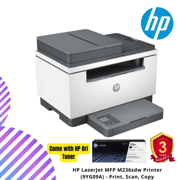 HP LaserJet MFP M236sdw Printer (9YG09A) - Print, Scan, Copy