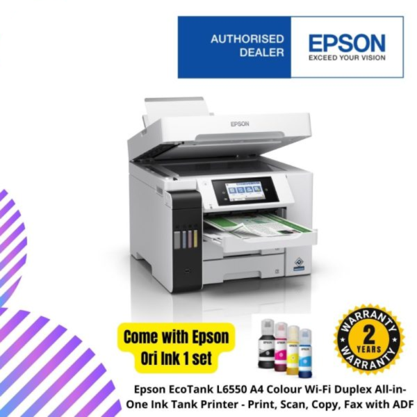 Epson EcoTank L6550 A4 Colour Wi-Fi Duplex All-in-One Ink Tank Printer - Print, Scan, Copy, Fax with ADF
