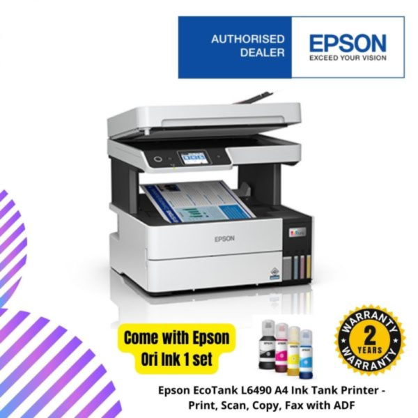 Epson EcoTank L6490 A4 Ink Tank Printer - Print, Scan, Copy, Fax with ADF
