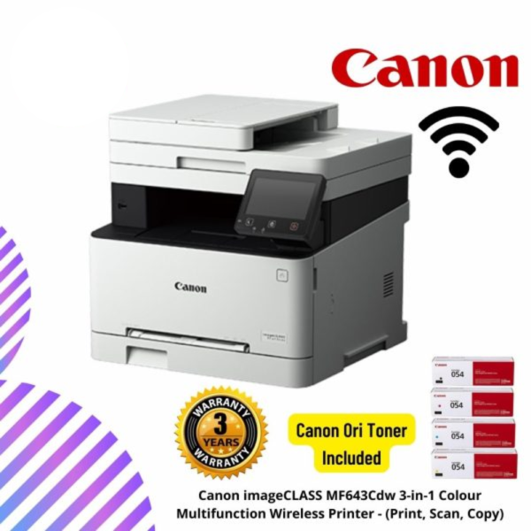 Canon imageCLASS MF643Cdw 3-in-1 Colour Multifunction Wireless Printer - (Print, Scan, Copy)