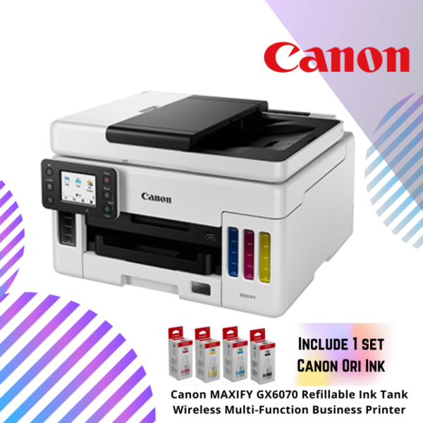 Canon MAXIFY GX6070 Refillable Ink Tank Wireless Multi-Function Business Printer