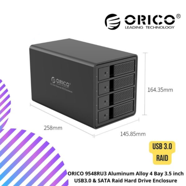 ORICO 9548RU3 Aluminum Alloy 4 Bay 3.5 inch USB3.0 & SATA Raid Hard Drive Enclosure
