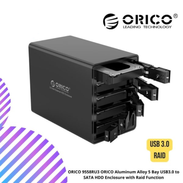 ORICO 9558RU3 ORICO Aluminum Alloy 5 Bay USB3.0 to SATA HDD Enclosure with Raid Function