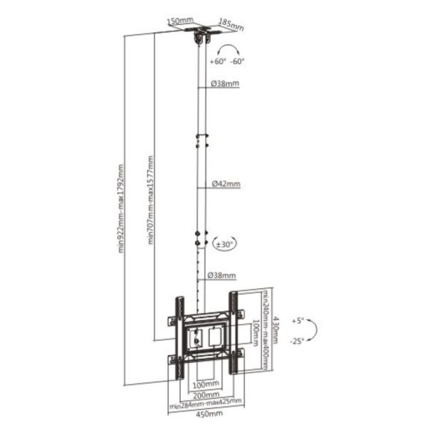 Brateck PLB-CE-1044-01 32-65 inch LCD/LED TV Ceiling Mount (PLB-CE1044-01)